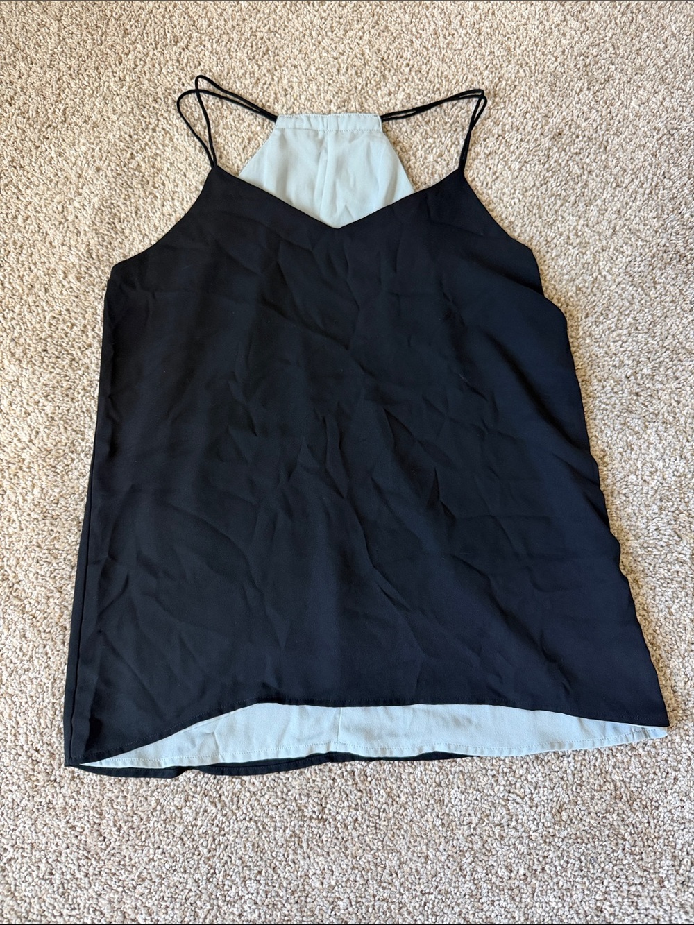 New York & Company Black and Light Gray Two-Tone V-Neck Cami